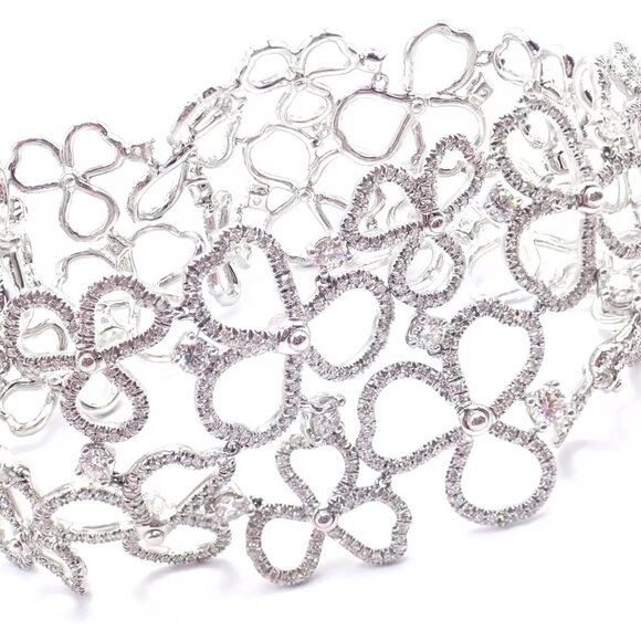 Authentic! Tiffany & Co Paper Flowers Platinum Diamond Wide Bracelet - Picture 5 of 10